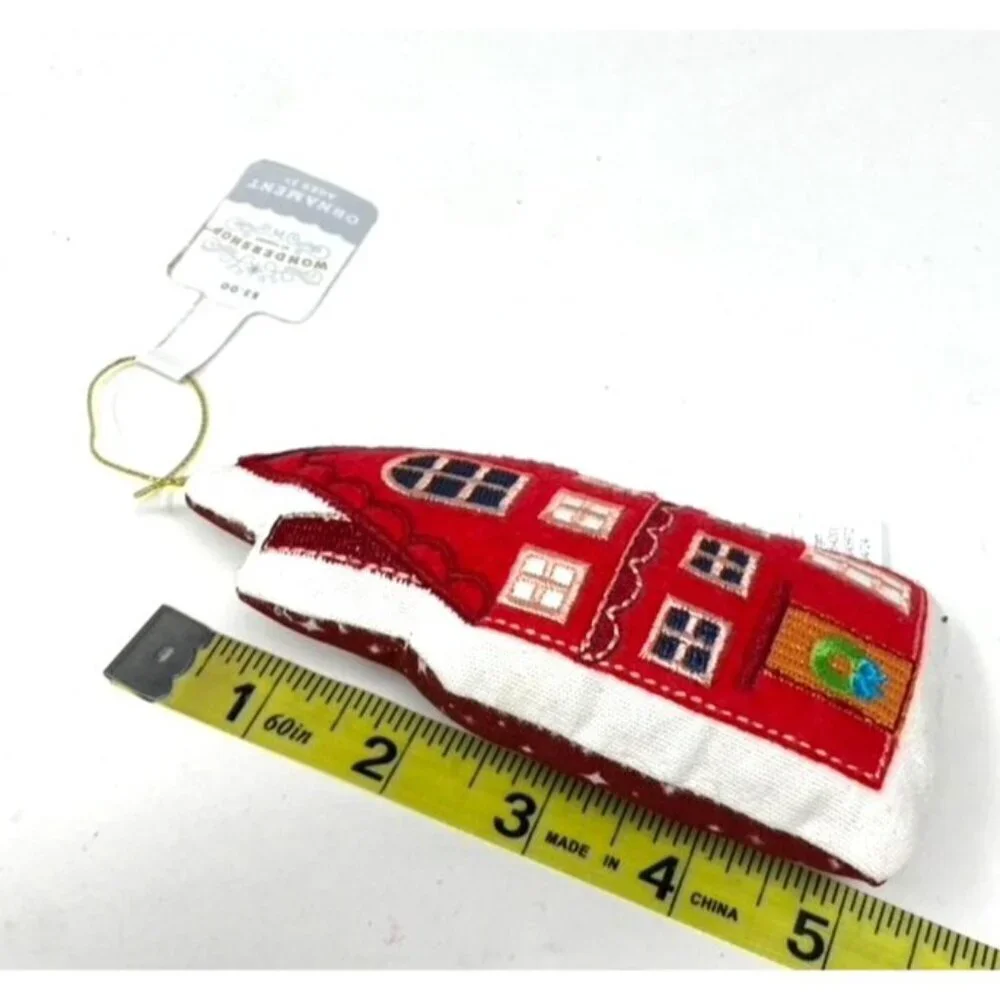 Target Fabric Plush House with Chimney Christmas Tree Ornament Red Wondershop